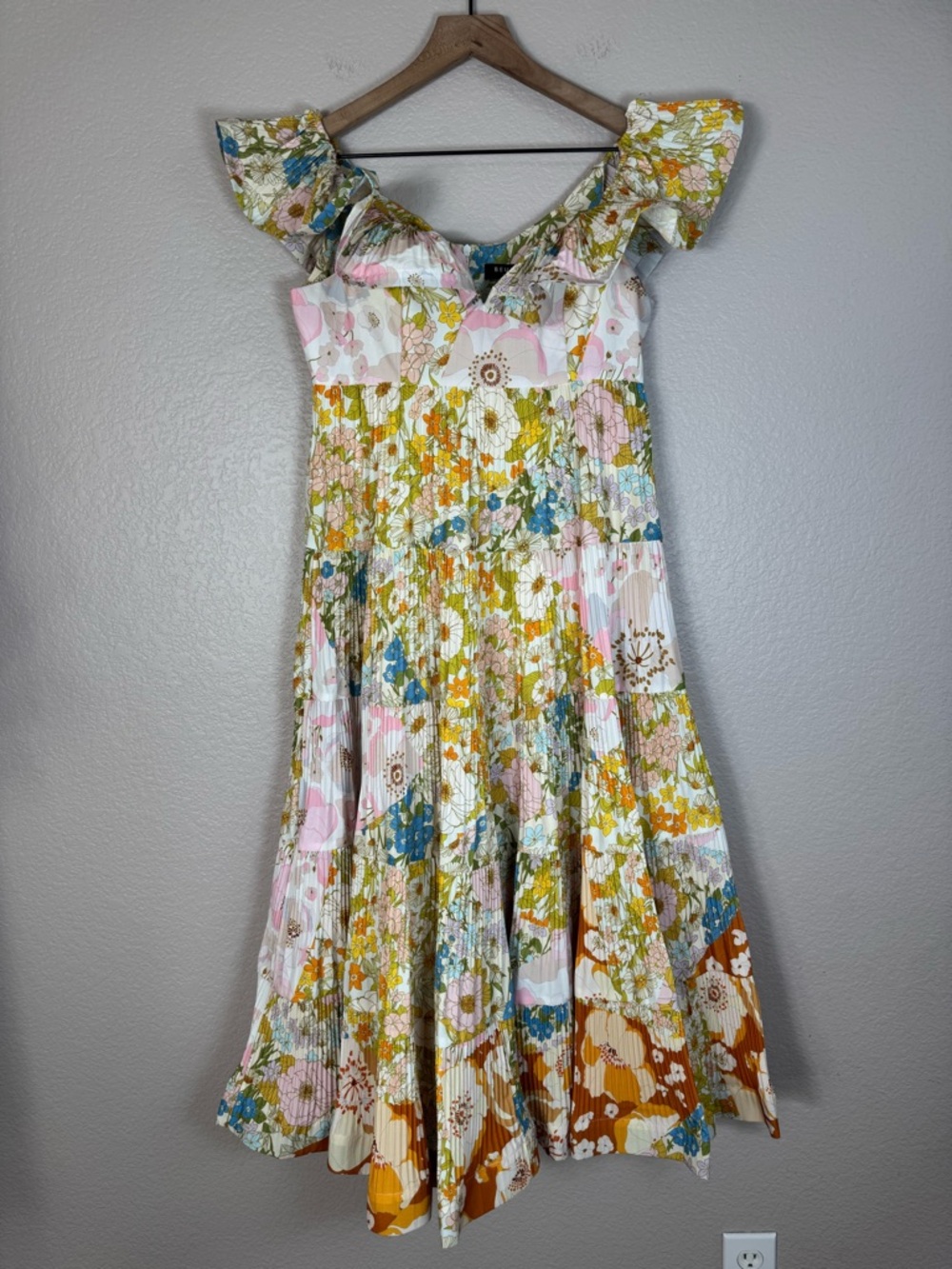 Beulah Style Melody Floral Print Tiered Ruffle Pleated Midi Dress Small $231 - Picture 7 of 15